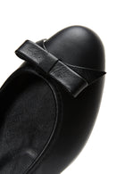 Women's Black Leather Bow Ballerina Ballerinas | Derimod