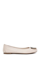 Kadın Bej Deri Tokalı Babet | Derimod