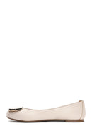 Kadın Bej Deri Tokalı Babet | Derimod