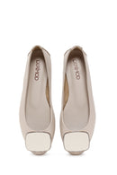 Kadın Bej Deri Tokalı Babet | Derimod