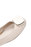 Kadın Bej Deri Tokalı Babet | Derimod