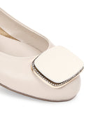 Kadın Bej Deri Tokalı Babet | Derimod