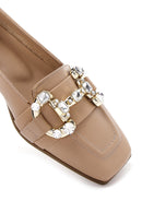 Kadın Bej Deri Tokalı Klasik Babet | Derimod