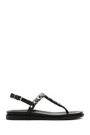 Women's Black Stone Flip Flops Sandals | Derimod