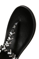 Women's Black Stone Flip Flops Sandals | Derimod