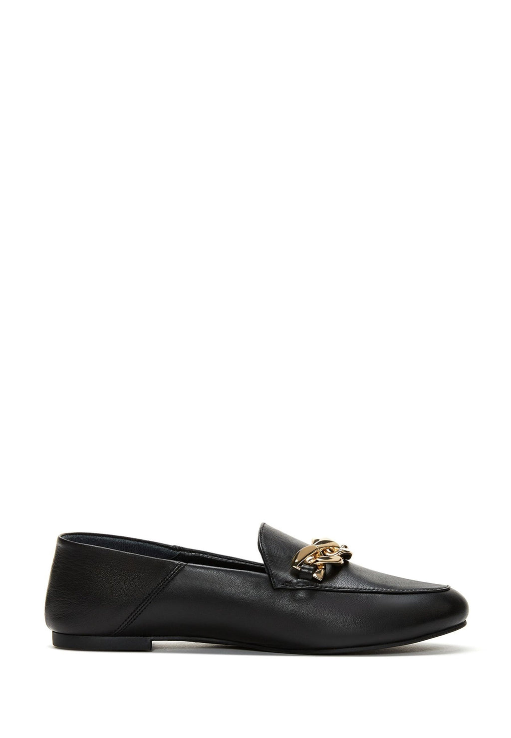 Kadın Siyah Deri Tokalı Klasik Loafer