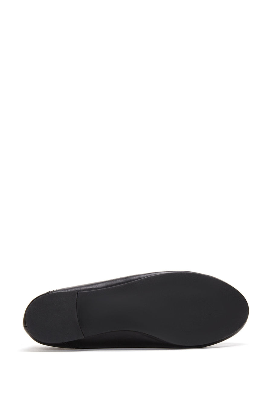 Kadın Siyah Deri Tokalı Klasik Loafer