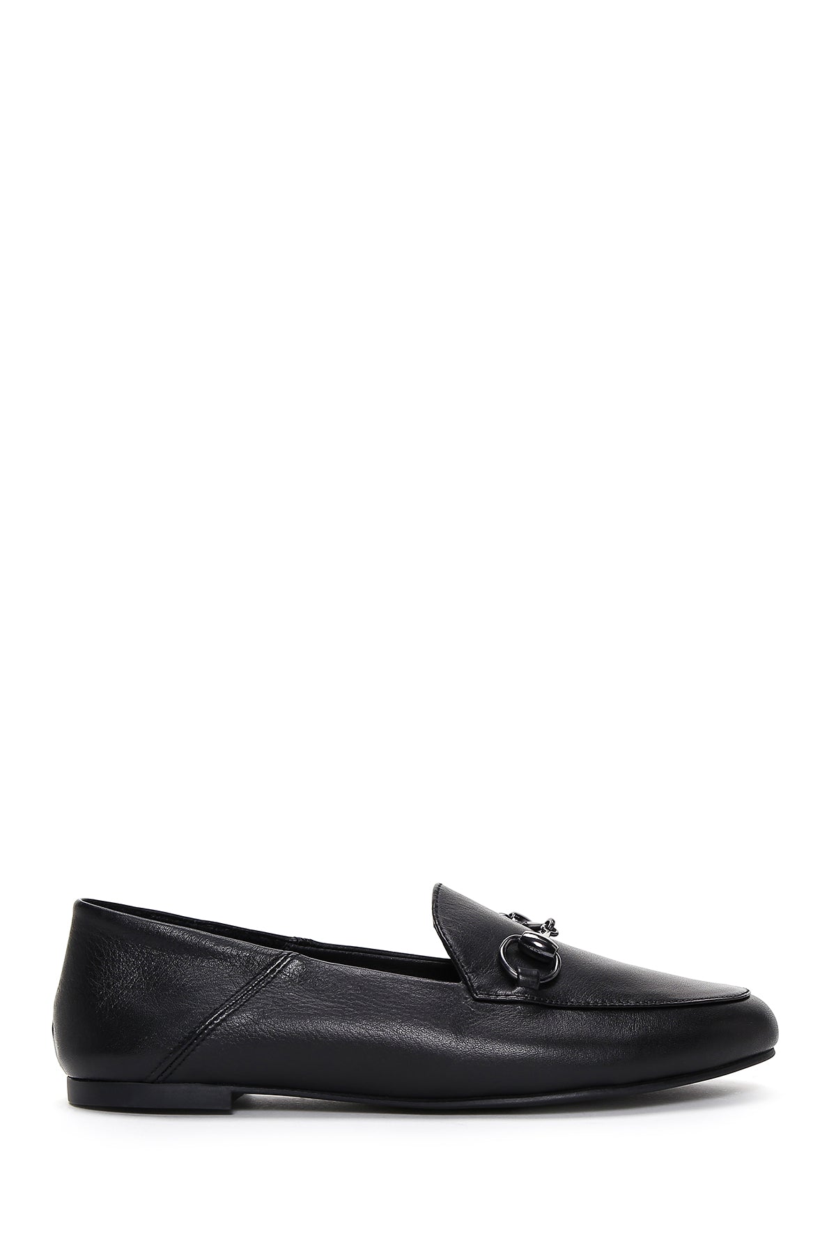 Women's Black Leather Buckle Loafer 23SFD290418 | Derimod