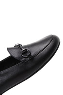 Women's Black Leather Buckle Loafer | Derimod