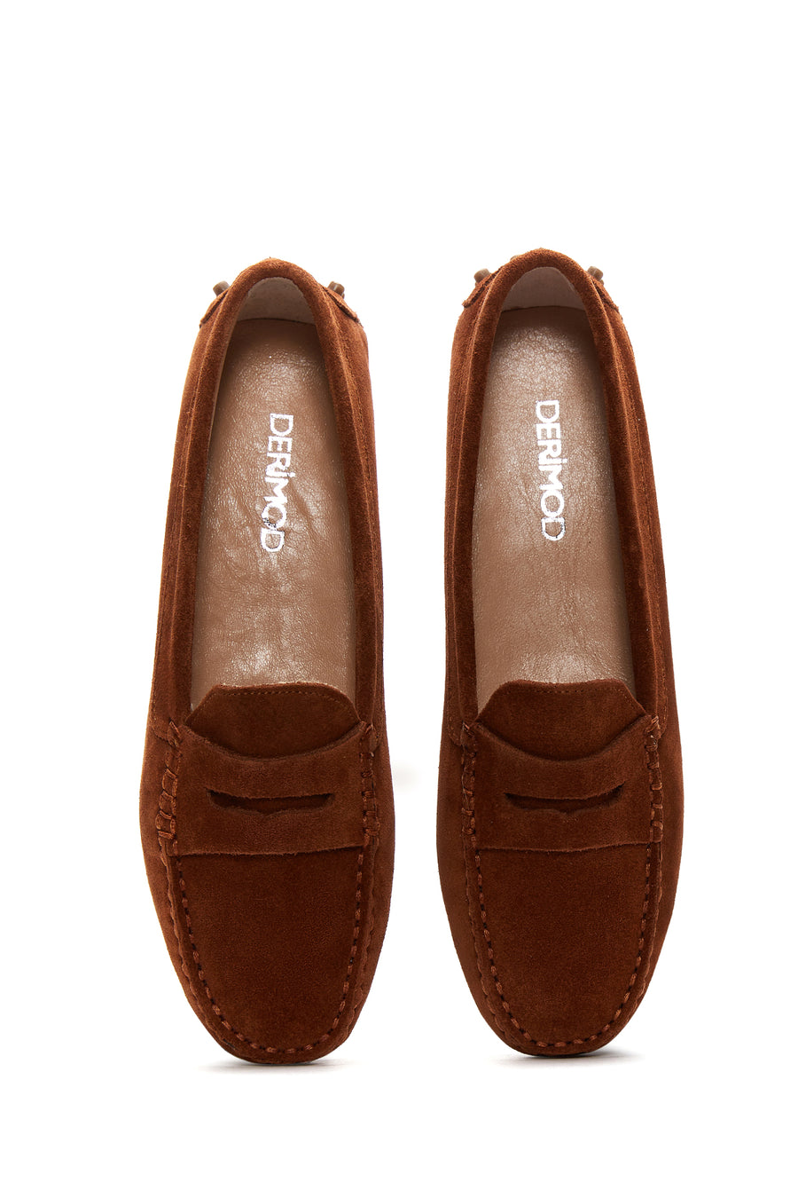 Kadın Taba Süet Deri Klasik Loafer