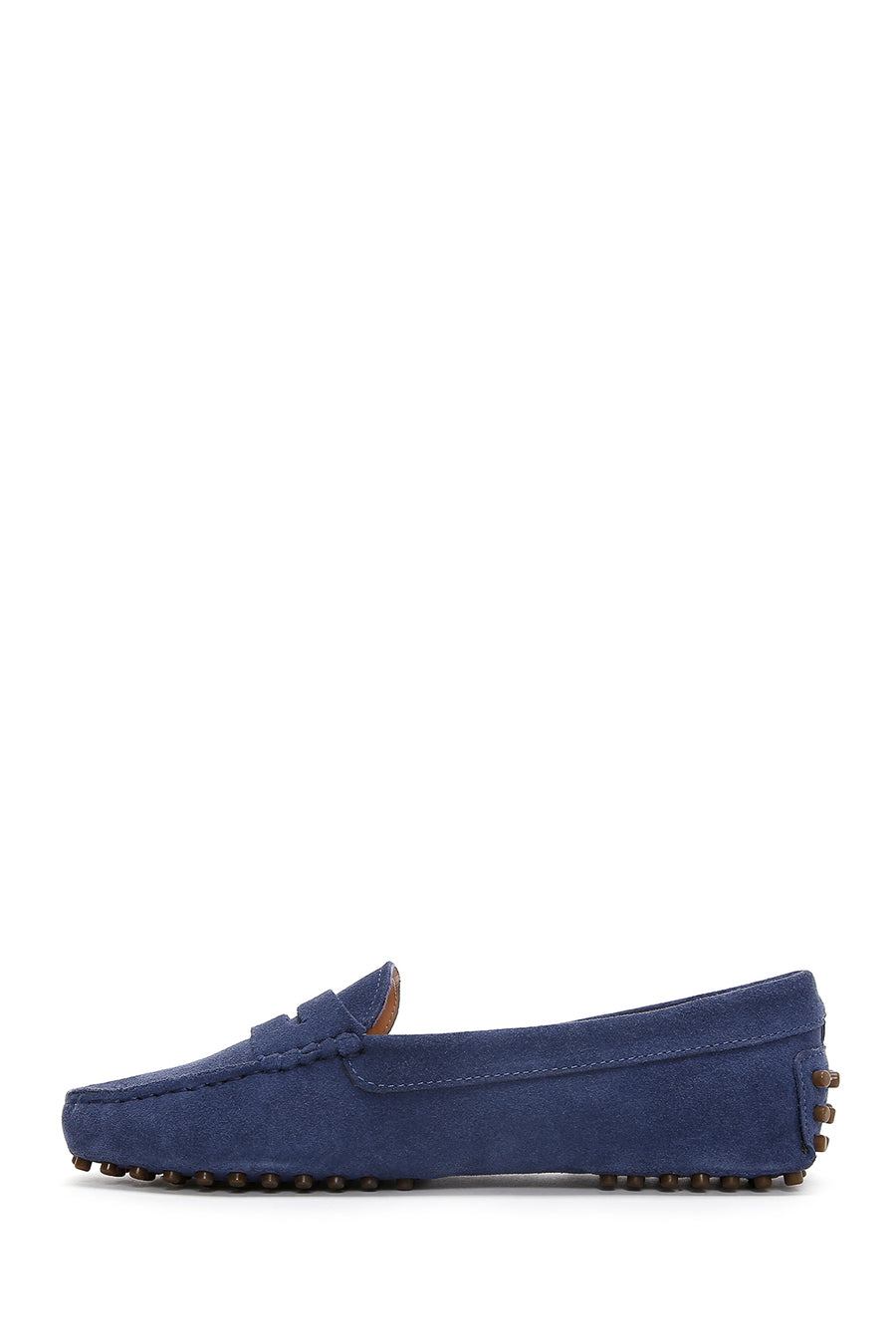 Kadın Lacivert Süet Deri Klasik Loafer