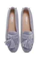 Kadın Lila Süet Deri Püsküllü Loafer | Derimod
