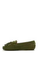 Women's Green Suede Leather Tasseled Loafer | Derimod