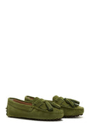 Women's Green Suede Leather Tasseled Loafer | Derimod