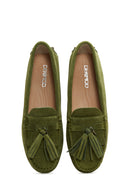 Women's Green Suede Leather Tasseled Loafer | Derimod