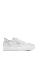 Women's Silver Leather Sneaker | Derimod