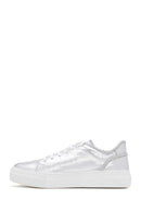 Women's Silver Leather Sneaker | Derimod