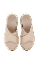 Kadın Bej Deri Comfort Terlik | Derimod