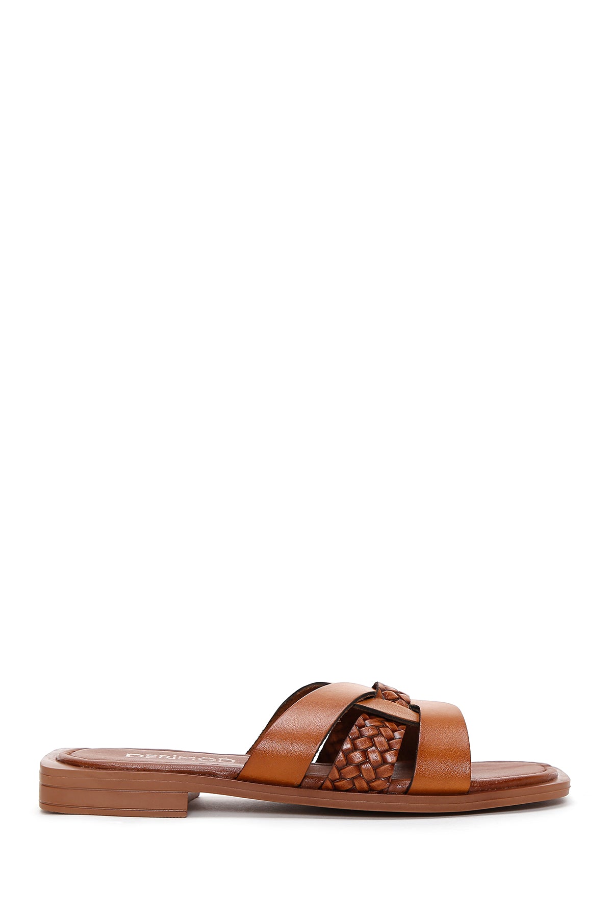 Women's Tan Leather Flat Slippers 23SFD331118 | Derimod