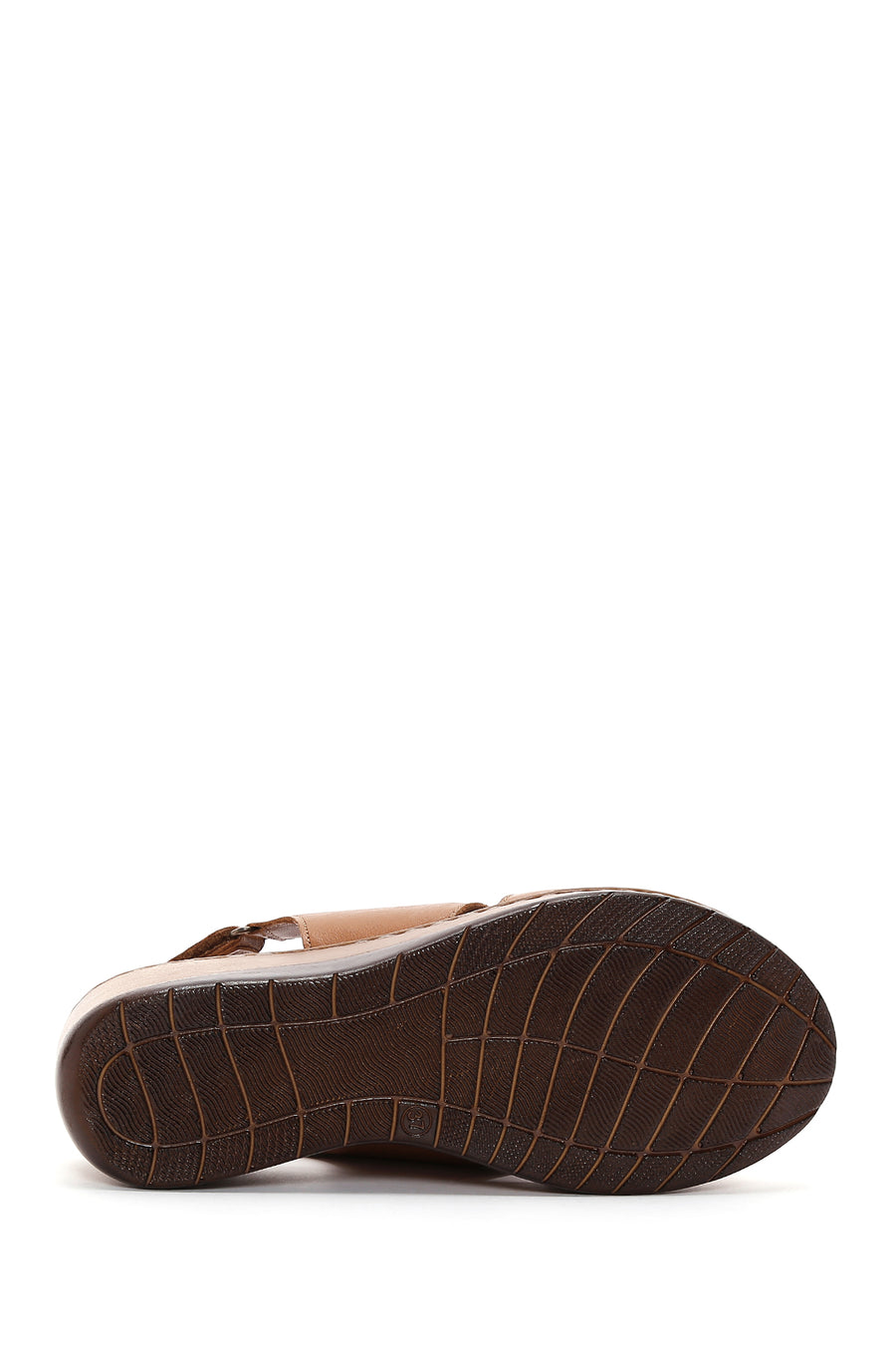 Women's Tan Leather Wedge Heel Comfort Sandals
