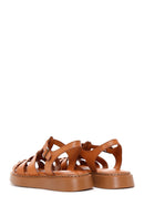 Kadın Taba Deri Düz Sandalet | Derimod