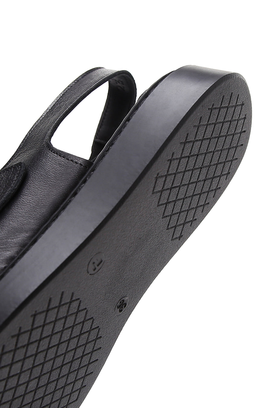 Kadın Siyah Deri Tokalı Comfort Sandalet