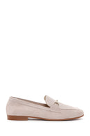 Women's Beige Suede Leather Buckle Classic Loafer | Derimod