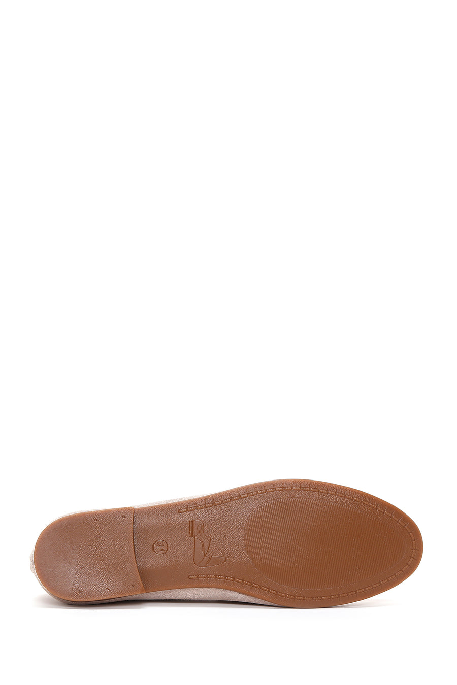 Kadın Bej Süet Deri Tokalı Klasik Loafer