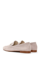 Women's Beige Suede Leather Buckle Classic Loafer | Derimod