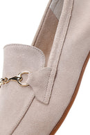 Women's Beige Suede Leather Buckle Classic Loafer | Derimod