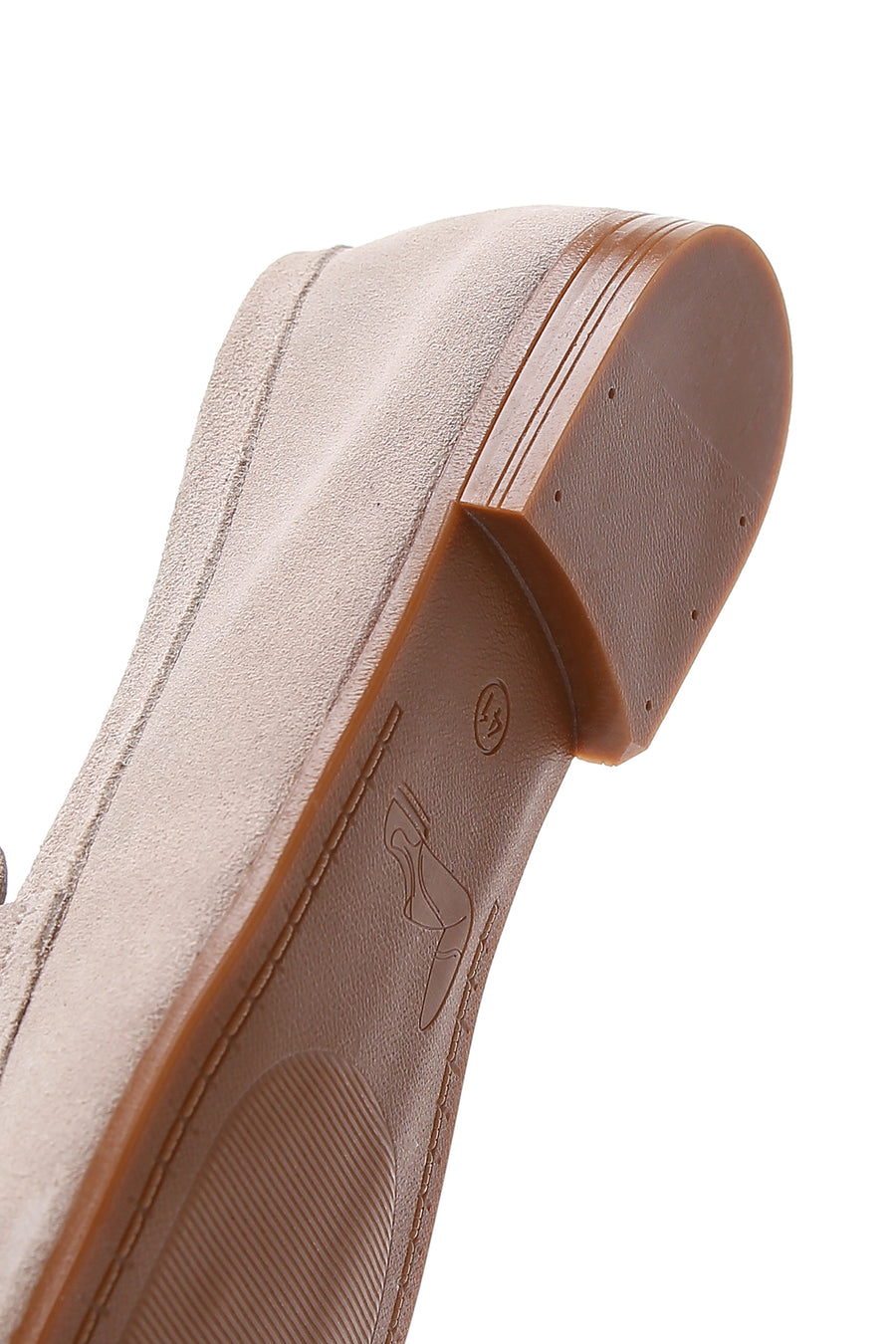 Kadın Bej Süet Deri Tokalı Klasik Loafer