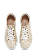 Kadın Altın Deri Baskılı Sneaker | Derimod