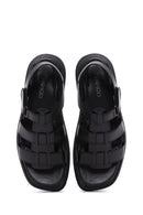 Kadın Siyah Deri Comfort Sandalet | Derimod