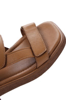 Kadın Taba Deri Comfort Sandalet | Derimod