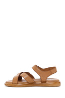 Women's Tan Leather Comfort Sandals | Derimod