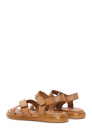 Women's Tan Leather Comfort Sandals | Derimod