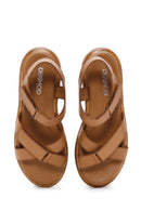 Women's Tan Leather Comfort Sandals | Derimod