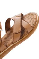 Women's Tan Leather Comfort Sandals | Derimod