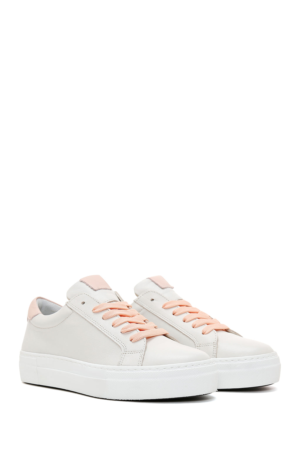 Kadın Krem Deri Sneaker