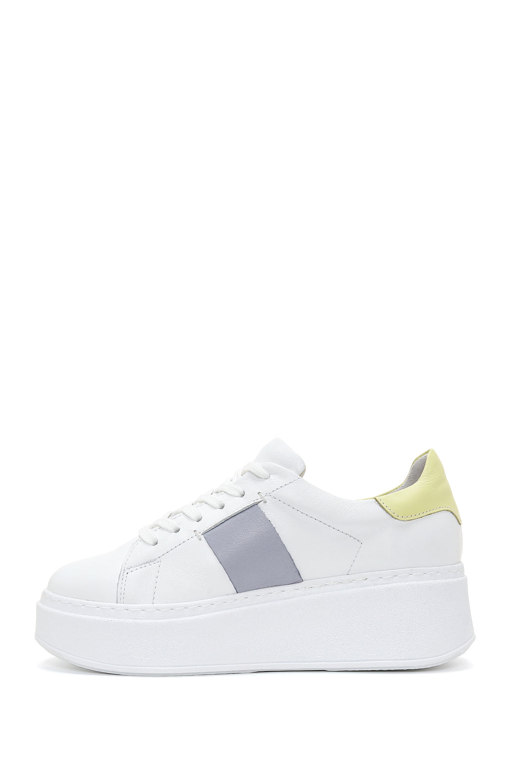Kadın Beyaz Deri Kalın Tabanlı Sneaker