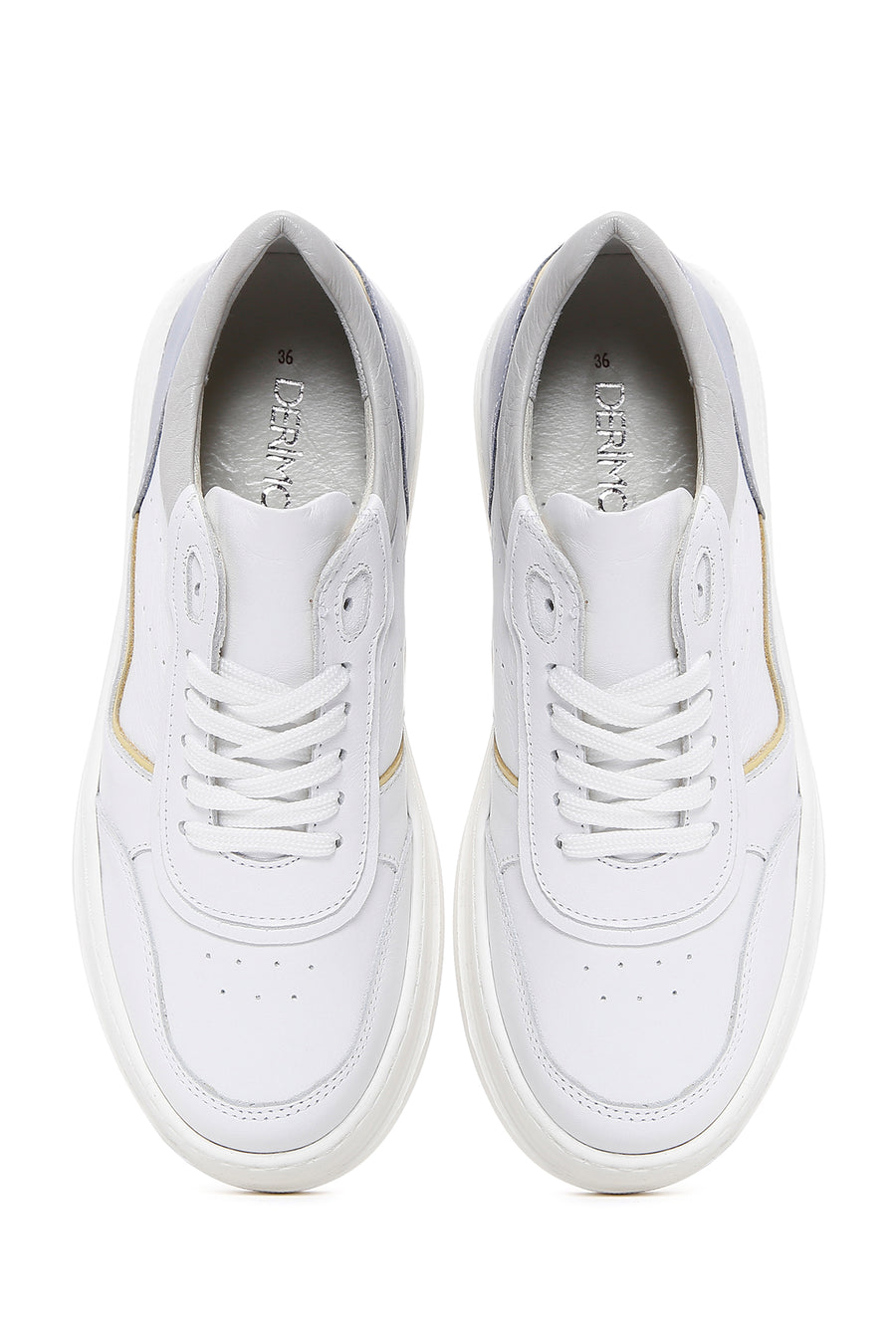 Kadın Beyaz Deri Kalın Tabanlı Sneaker