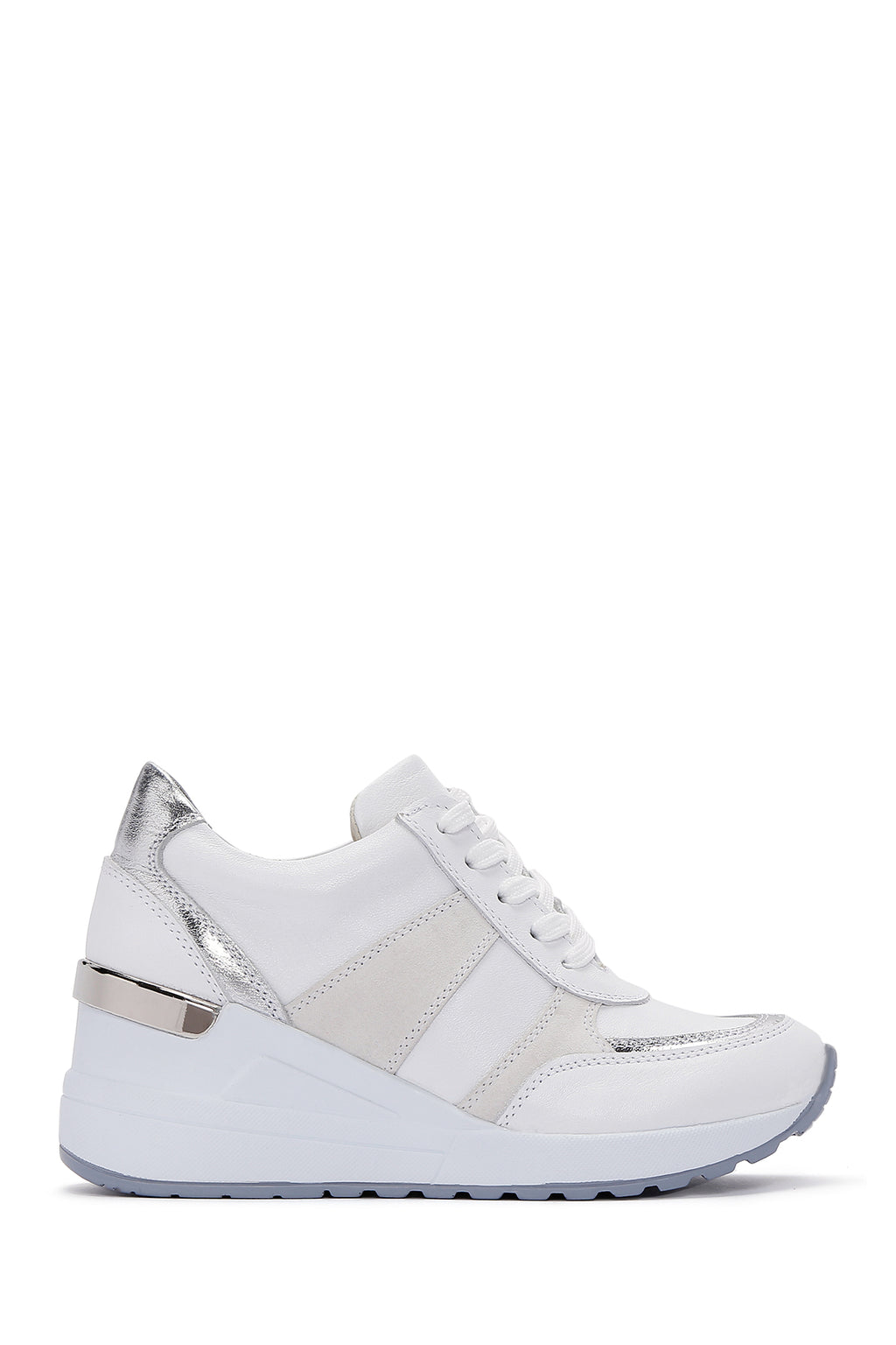 Kadın Beyaz Deri Dolgu Topuklu Sneaker