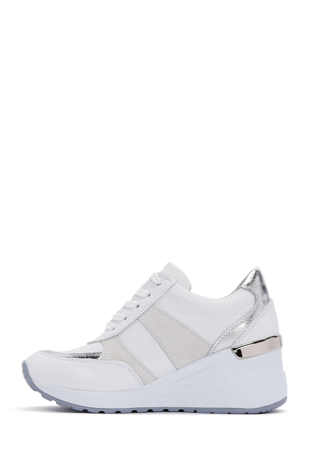Kadın Beyaz Deri Dolgu Topuklu Sneaker