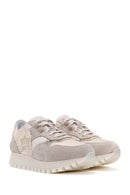 Women's Beige Suede Leather Detailed Thick Soled Sneaker | Derimod
