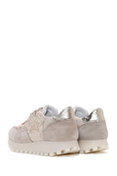 Women's Beige Suede Leather Detailed Thick Soled Sneaker | Derimod