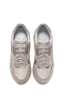 Women's Beige Suede Leather Detailed Thick Soled Sneaker | Derimod