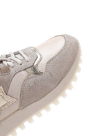 Women's Beige Suede Leather Detailed Thick Soled Sneaker | Derimod