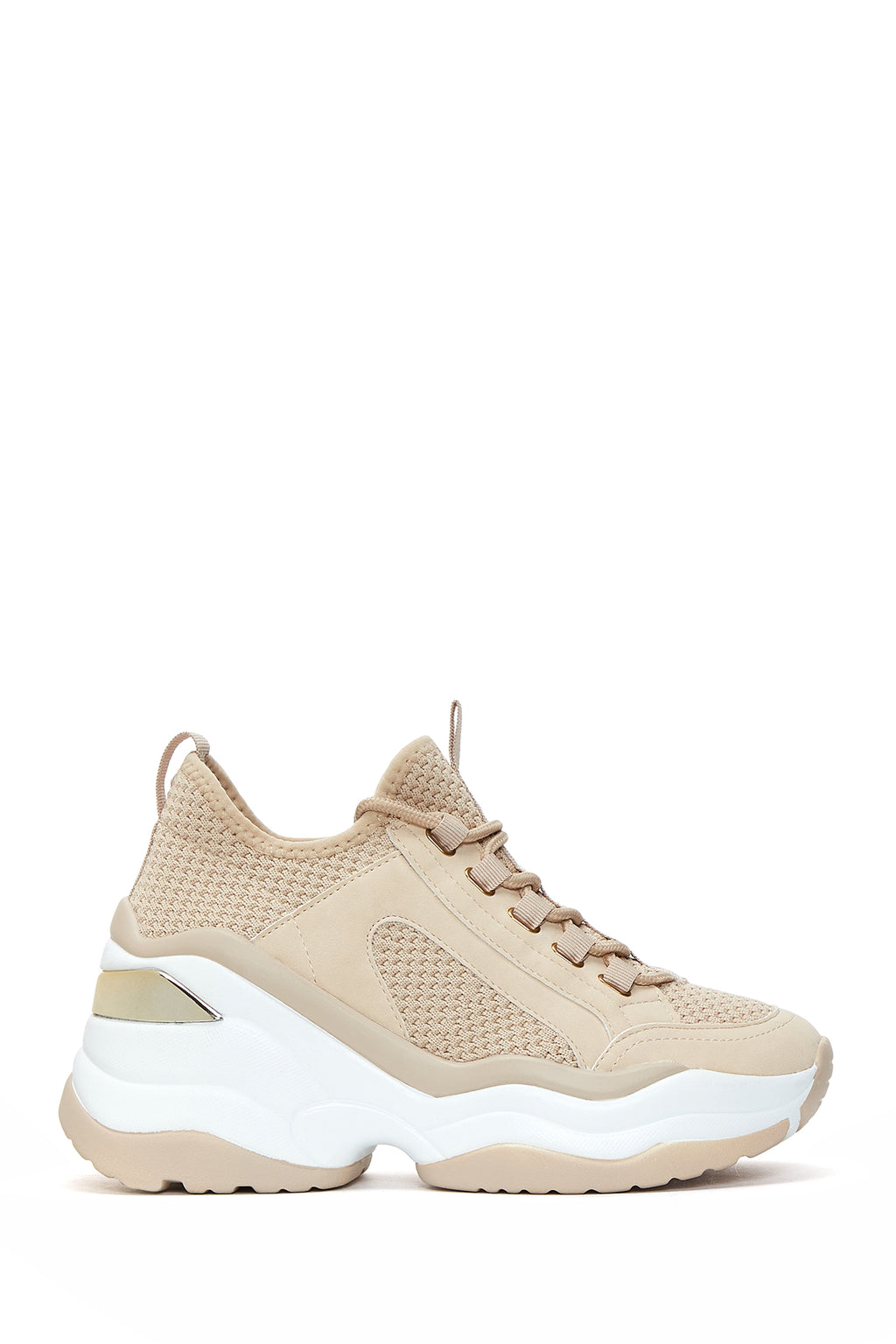 Kadın Bej Yüksek Tabanlı Sneaker