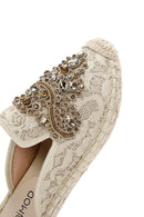 Kadın Bej Kumaş Espadril Terlik | Derimod