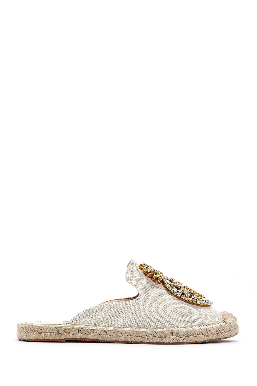 Kadın Bej Taşlı Espadril Terlik 23SFD44016F | Derimod